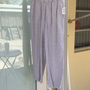 Old Navy Blue and White Pinstriped Straight-Leg Pants